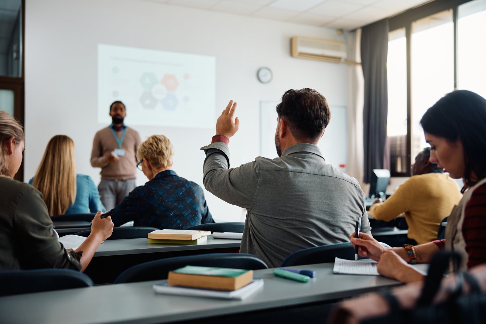 Adult students in a college seminar